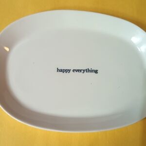 Mud Pie White Oval Platter with Black Text